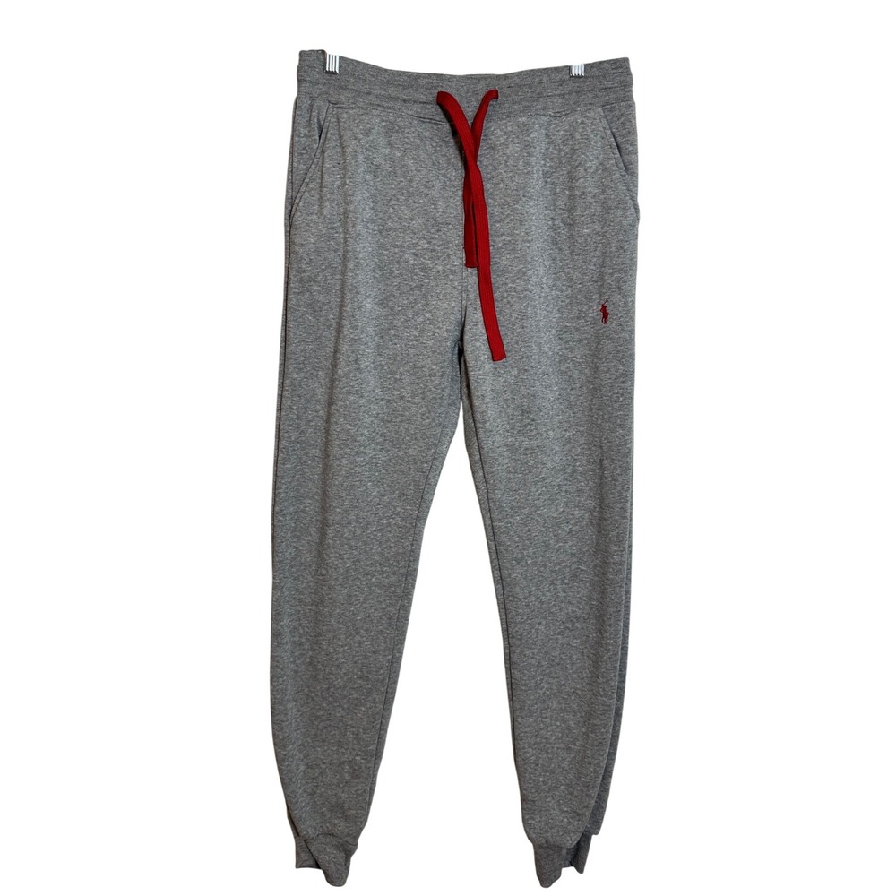 Polo Ralph Lauren Kids Gray Jogger Sweatpants‎ Red Drawstring Pony Logo Size L